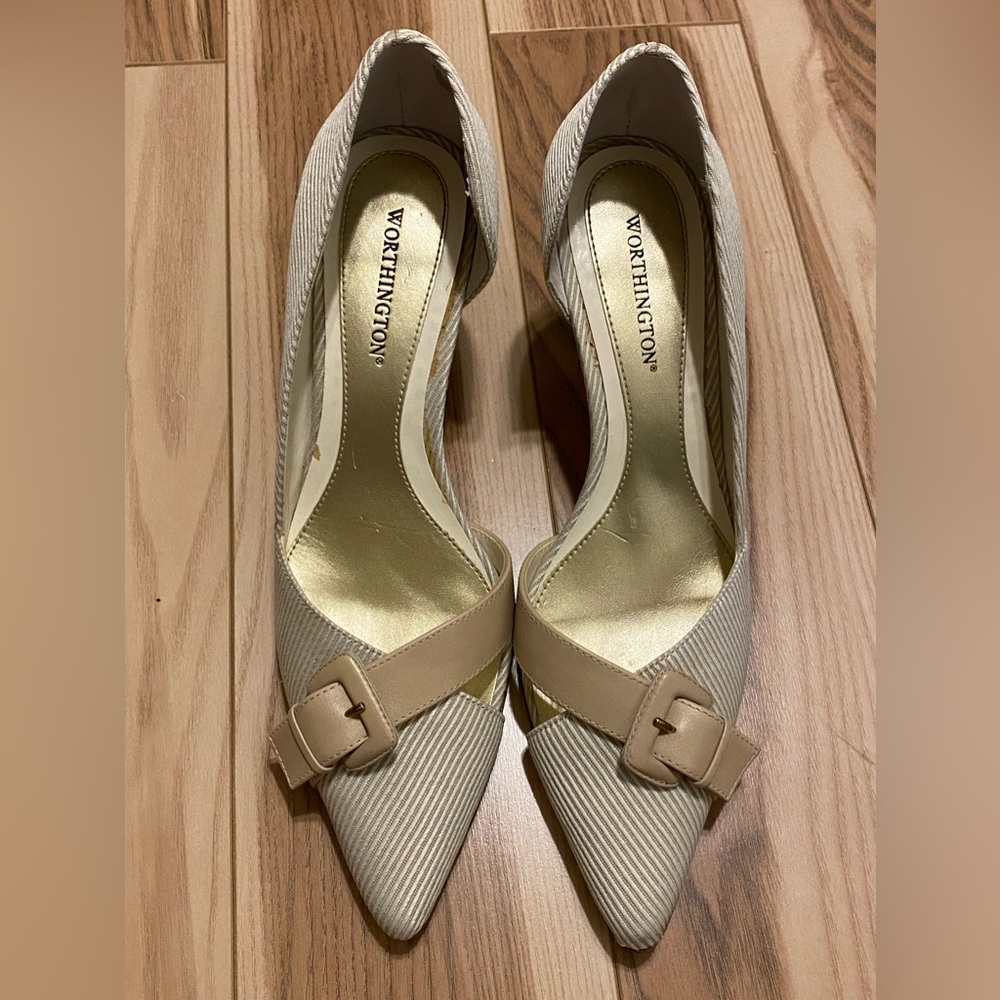 Worthington White & Tan Heels - Size 8.5 - Picture 2 of 5